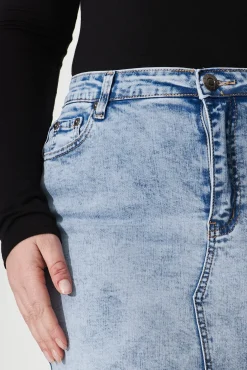 Online Sadie Denim Skirt in Acid Washed Blue Bottoms|Denim