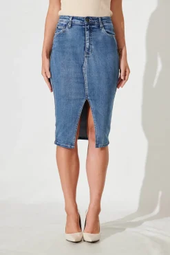 Best Sadie Denim Skirt In Mid Blue Bottoms|Denim