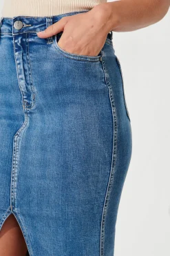 Best Sadie Denim Skirt In Mid Blue Bottoms|Denim