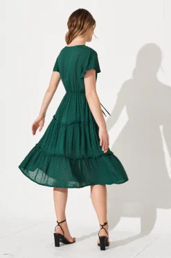 Fashion Sangria Dress In Emerald Green Swiss Dot Dresses|Casual