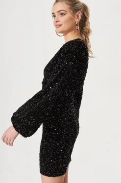 New Sapphira Sequin Dress In Black Dresses|Party