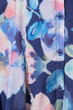 Clearance Sathia Shirt Dress in Navy Multi Watercolour Floral Dresses|Casual