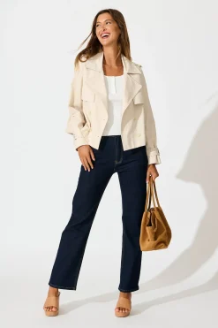 Online Savannah Trench Jacket in Sand Cotton Outerwear|Outerwear