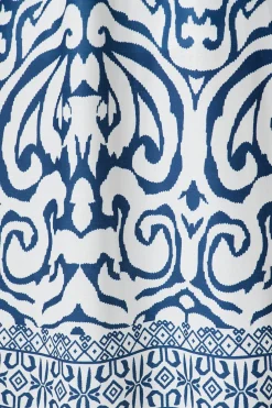 Best Selina Maxi Dress in White with Navy Linen Blend Dresses|Casual
