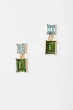 Outlet Selma Drop Earrings In Blue And Green Diamante Jewellery|Wedding Accessories