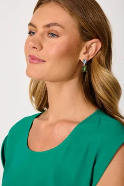 Outlet Selma Drop Earrings In Blue And Green Diamante Jewellery|Wedding Accessories