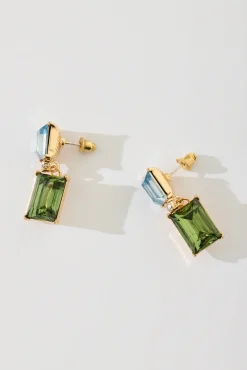 Outlet Selma Drop Earrings In Blue And Green Diamante Jewellery|Wedding Accessories