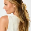 Sale Shella Ribbed Metal Shell Claw Clip in Gold Hair Accessories
