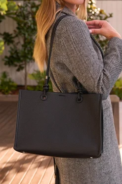 Best Shella Shoulder Tote Bag in Black Pebble PU Bags