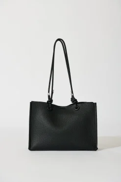 Best Shella Shoulder Tote Bag in Black Pebble PU Bags