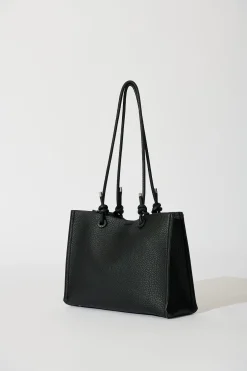 Best Shella Shoulder Tote Bag in Black Pebble PU Bags