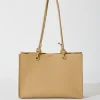 Best Shella Shoulder Tote Bag in Beige Pebble PU Bags