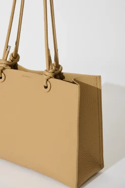 Best Shella Shoulder Tote Bag in Beige Pebble PU Bags