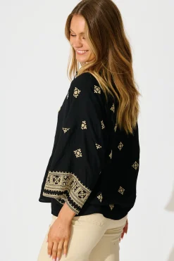Discount Sherrie Shirt in Black Embroidery Tops|Casual