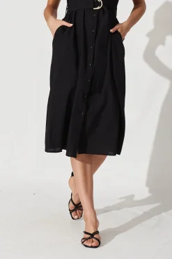 Discount Sicilly Midi Shirt Dress In Black Cotton Dresses|Casual