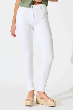 Sale Siren High Rise Skinny Jean In White Denim Bottoms|Denim