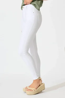 Sale Siren High Rise Skinny Jean In White Denim Bottoms|Denim