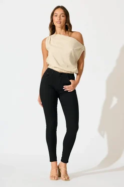 New Siren High Rise Skinny Jean in Black Denim Bottoms|Denim