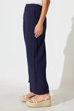 Discount Sirsha Pant in Navy Linen Blend Bottoms