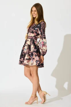 Best Soft Botanica Dress in Black with Blush Patchwork Floral Dresses|Party