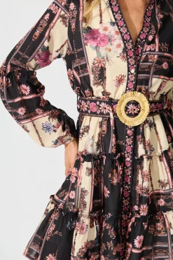 Best Soft Botanica Dress in Black with Blush Patchwork Floral Dresses|Party
