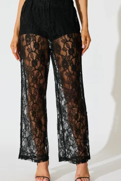 Outlet Soft Line Lace Pants In Black Bottoms|Pants
