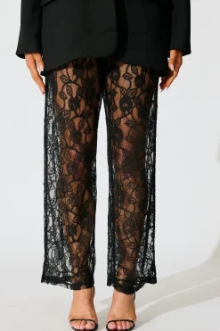 Outlet Soft Line Lace Pants In Black Bottoms|Pants