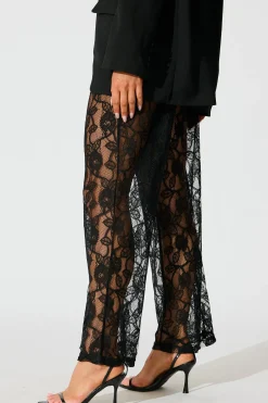 Outlet Soft Line Lace Pants In Black Bottoms|Pants
