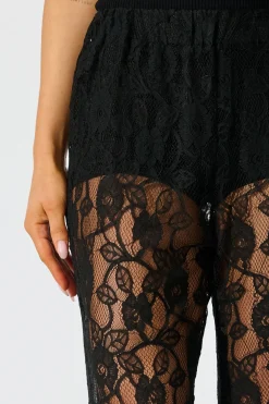 Outlet Soft Line Lace Pants In Black Bottoms|Pants