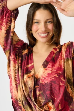 Sale Solita Top in Multi Watercolour Satin Tops|Party & Occasion