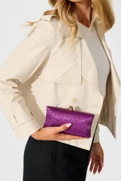Fashion Sonia Clutch Bag in Purple Diamante Bags