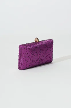 Fashion Sonia Clutch Bag in Purple Diamante Bags