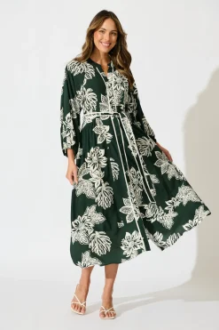 Online Spellbound Maxi Dress in Emerald White Floral Dresses|Casual