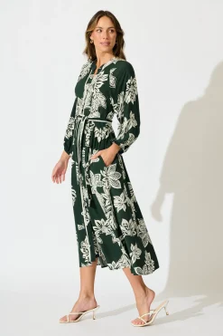 Online Spellbound Maxi Dress in Emerald White Floral Dresses|Casual