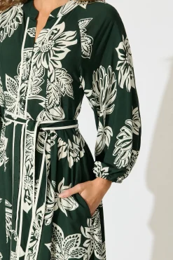 Online Spellbound Maxi Dress in Emerald White Floral Dresses|Casual