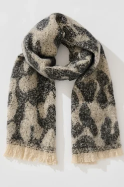 Best Spencer Knit Scarf in Dark Grey Leopard Knitwear|Knitwear