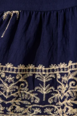 Sale Sweet Nothings Dress in Navy with Palm Embroidery Dresses|Casual