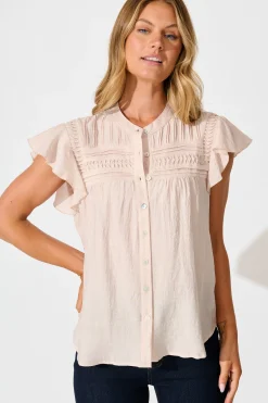 Best Sweetheart Shirt in Light Pink Cotton Blend Tops|Casual