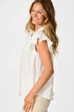Outlet Sweetheart Shirt in White Cotton Blend Tops|Casual
