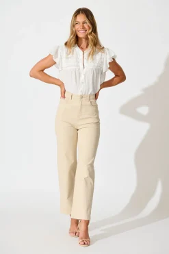 Outlet Sweetheart Shirt in White Cotton Blend Tops|Casual