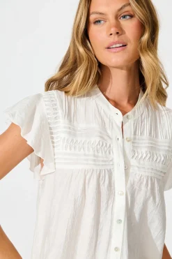 Outlet Sweetheart Shirt in White Cotton Blend Tops|Casual
