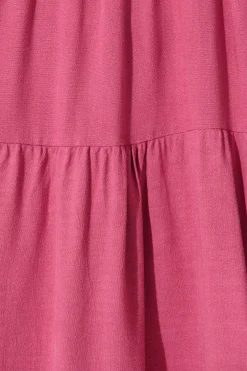 Outlet Tahiti Smock Dress In Deep Rose Linen Blend Dresses|Casual