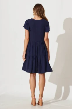 Discount Tahiti Smock Dress In Navy Linen Blend Dresses|Casual