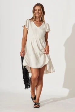 Best Tahiti Smock Dress In Oatmeal Linen Blend Dresses|Casual