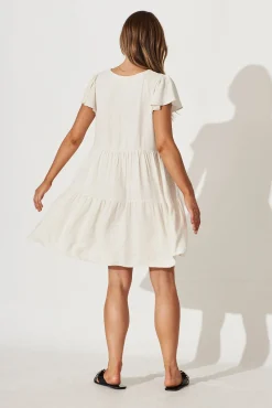 Best Tahiti Smock Dress In Oatmeal Linen Blend Dresses|Casual