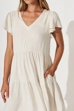 Best Tahiti Smock Dress In Oatmeal Linen Blend Dresses|Casual