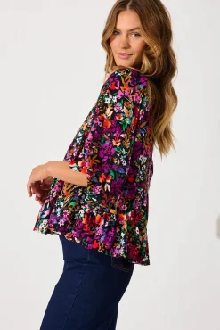 Outlet Talena Top In Black Multi Floral Tops|Casual