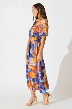 Best Tanisha Maxi Shirt Dress in Multi Print Linen Blend Dresses|Casual
