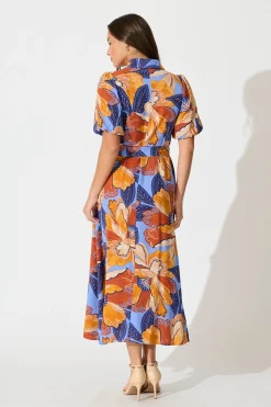Best Tanisha Maxi Shirt Dress in Multi Print Linen Blend Dresses|Casual