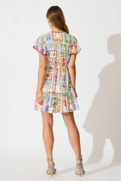 Clearance Tenaya Dress in White with Multi Print Dresses|Casual
